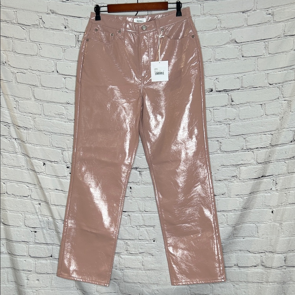 Pistola Cassie Mellow Rose Vinyl Straight Leg Pants Size 29 Brand New W/Tags